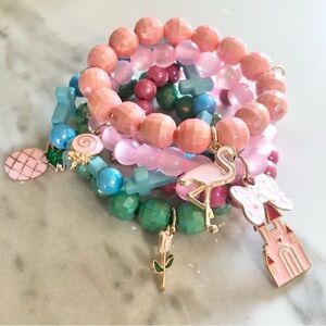 Colorful Beaded Kids Charm Bracelets, Set of 5